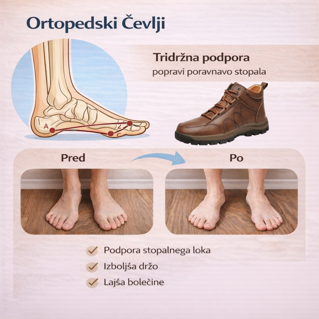 🐂 Italijanski ortopedski udobni čevlji iz telečje kože 🦶 Podpora stopalnega loka za zmanjšanje pritiska na stopalo ✅ Nedrseč podplat za stabilno in udobno hojo