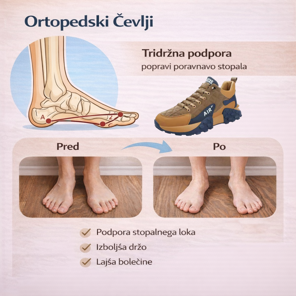 🔥Zadnji dan! 50 % popust! ⏰Ergonomsko oblikovani čevlji za prosti čas ✅ Mehki in udobni, z odlično oporo🦶 Učinkovito lajšajo bolečine v stopalih