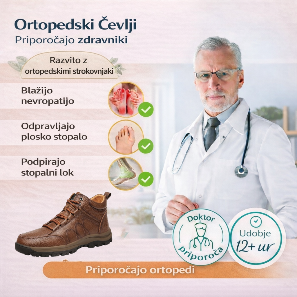 🐂 Italijanski ortopedski udobni čevlji iz telečje kože 🦶 Podpora stopalnega loka za zmanjšanje pritiska na stopalo ✅ Nedrseč podplat za stabilno in udobno hojo