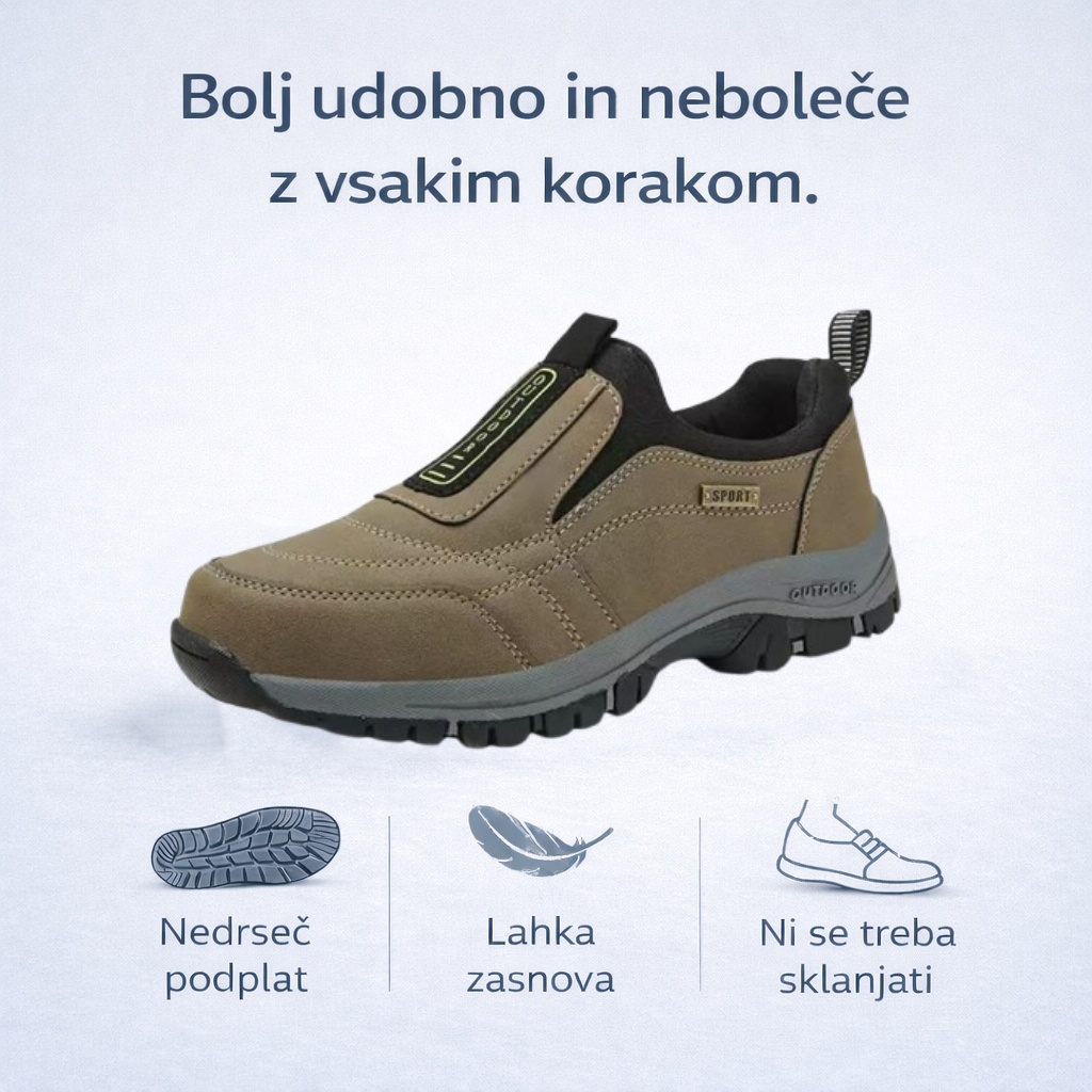 Moški ortopedski semiš čevlji 🦶 Podpora stopalnega loka za lajšanje bolečin. 💧 Vodoodporni in nedrseči. ✅ Enostavno obuvanje in sezuvanje brez sklanjanja.