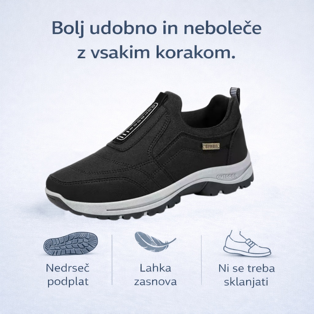 Moški ortopedski semiš čevlji 🦶 Podpora stopalnega loka za lajšanje bolečin. 💧 Vodoodporni in nedrseči. ✅ Enostavno obuvanje in sezuvanje brez sklanjanja.