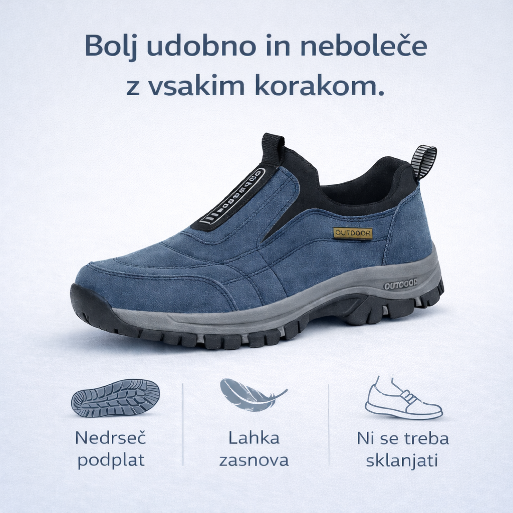 Moški ortopedski semiš čevlji 🦶 Podpora stopalnega loka za lajšanje bolečin. 💧 Vodoodporni in nedrseči. ✅ Enostavno obuvanje in sezuvanje brez sklanjanja.