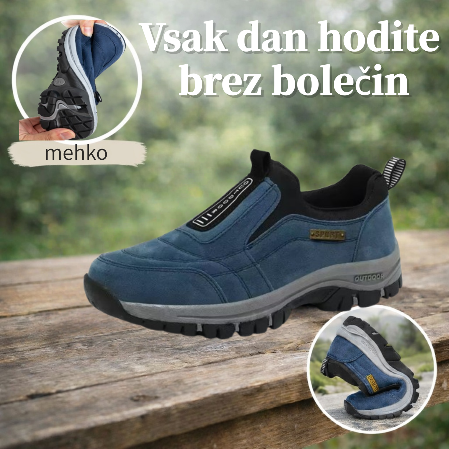 Moški ortopedski semiš čevlji 🦶 Podpora stopalnega loka za lajšanje bolečin. 💧 Vodoodporni in nedrseči. ✅ Enostavno obuvanje in sezuvanje brez sklanjanja.