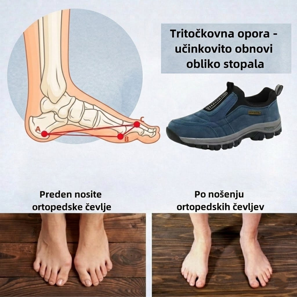 Moški ortopedski semiš čevlji 🦶 Podpora stopalnega loka za lajšanje bolečin. 💧 Vodoodporni in nedrseči. ✅ Enostavno obuvanje in sezuvanje brez sklanjanja.