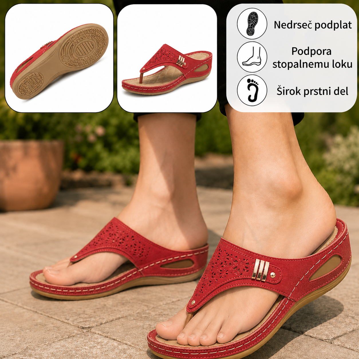 ⏰ Zadnji dan – 50 % POPUST! Ne zamudite! ✅️ Udobni sandali z oporo stopalnemu loku – ergonomsko oblikovani za lajšanje bolečin v stopalih.