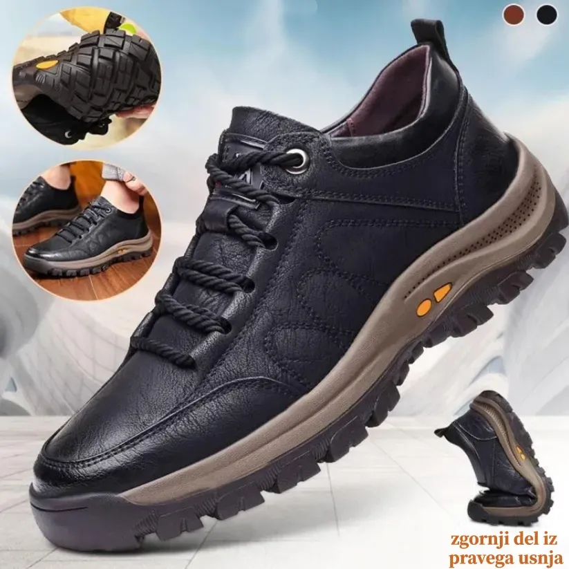 🐂 Moški ortopedski čevlji iz avstralske telečje kože 👞 Ročno šivani, vodoodporni in nedrseči ✅ Podpora za stopalni lok: udobna hoja ✅