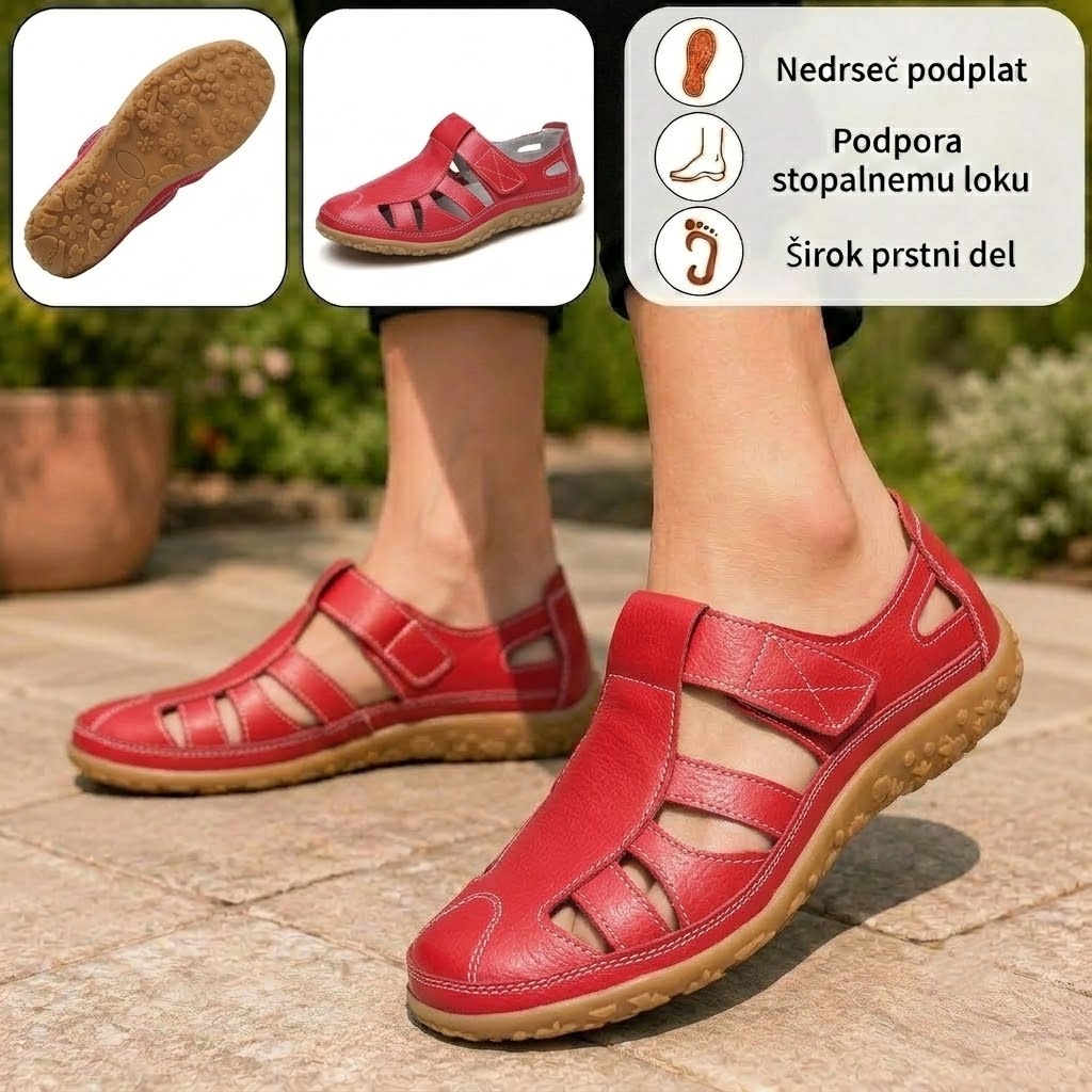 🎉 Časovno omejena akcija – 50 % POPUST! 👡 Ženski poletni sandali iz pravega usnja ✅ Mehak nedrseč podplat • Nastavljivo Velcro zapiranje ✅ Opora stopalnemu loku za udobno hojo ves dan