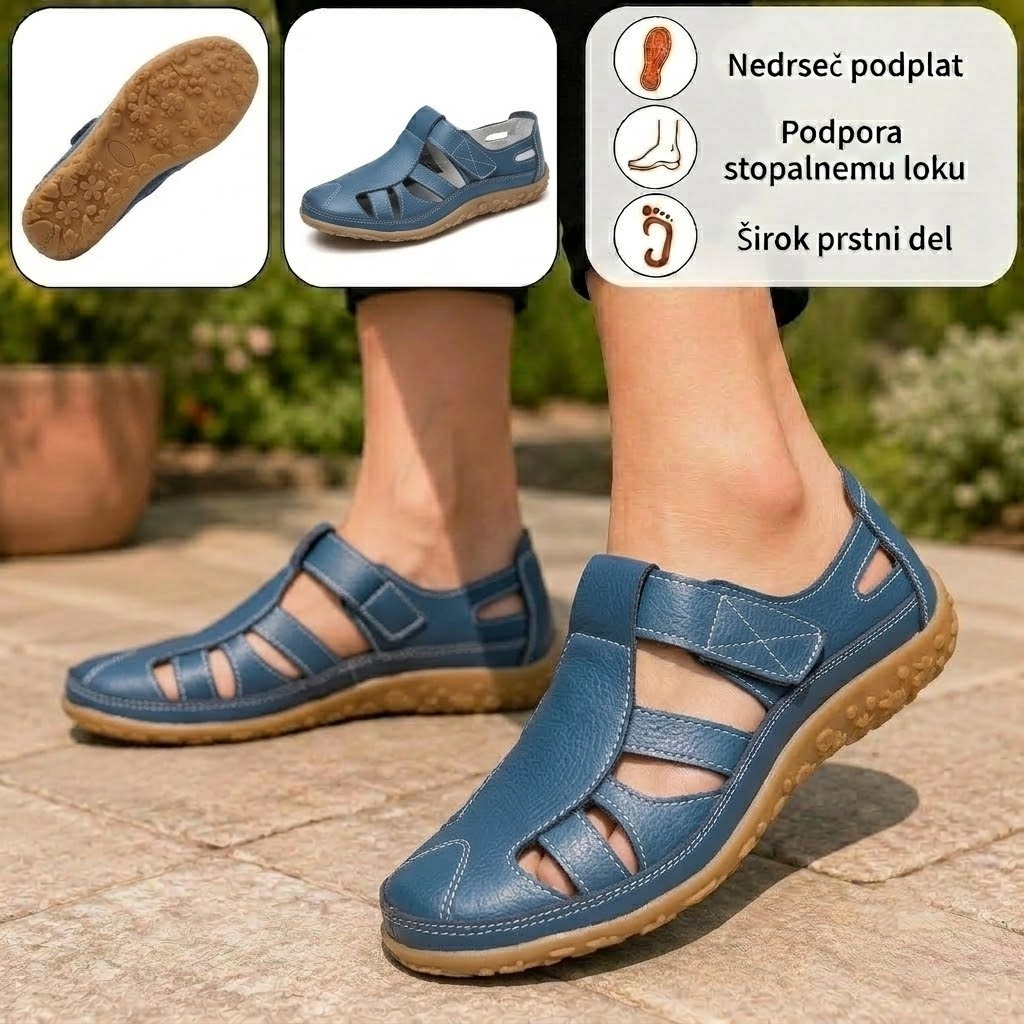 🎉 Časovno omejena akcija – 50 % POPUST! 👡 Ženski poletni sandali iz pravega usnja ✅ Mehak nedrseč podplat • Nastavljivo Velcro zapiranje ✅ Opora stopalnemu loku za udobno hojo ves dan