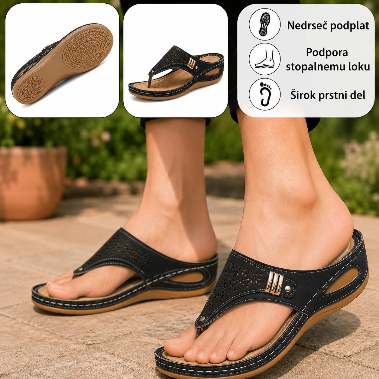 ⏰ Zadnji dan – 50 % POPUST! Ne zamudite! ✅️ Udobni sandali z oporo stopalnemu loku – ergonomsko oblikovani za lajšanje bolečin v stopalih.
