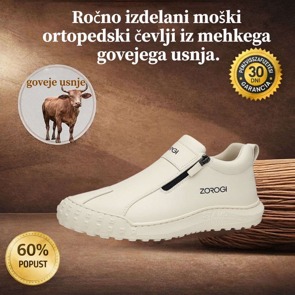 🎁Zadnji dan za 60 % popust, ne zamudite!⏰Izdelano iz avstralske telečje kože🐂Opora za stopalski lok - lajša bolečine v stopalih✅Vodoodporno in nedrseče, udobno za hojo.