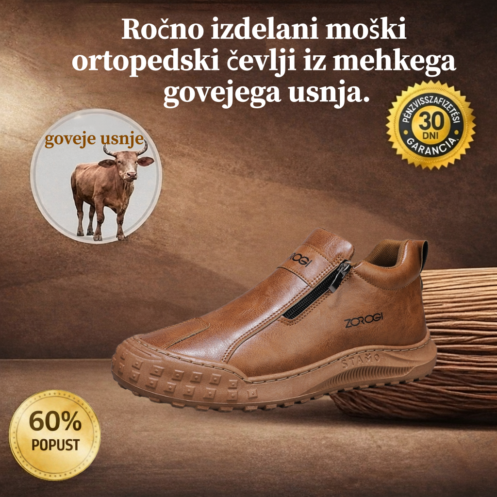 🎁Zadnji dan za 60 % popust, ne zamudite!⏰Izdelano iz avstralske telečje kože🐂Opora za stopalski lok - lajša bolečine v stopalih✅Vodoodporno in nedrseče, udobno za hojo.