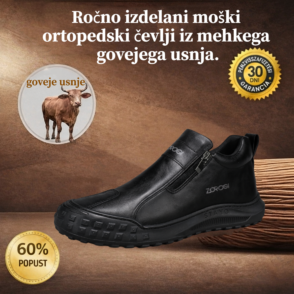🎁Zadnji dan za 60 % popust, ne zamudite!⏰Izdelano iz avstralske telečje kože🐂Opora za stopalski lok - lajša bolečine v stopalih✅Vodoodporno in nedrseče, udobno za hojo.
