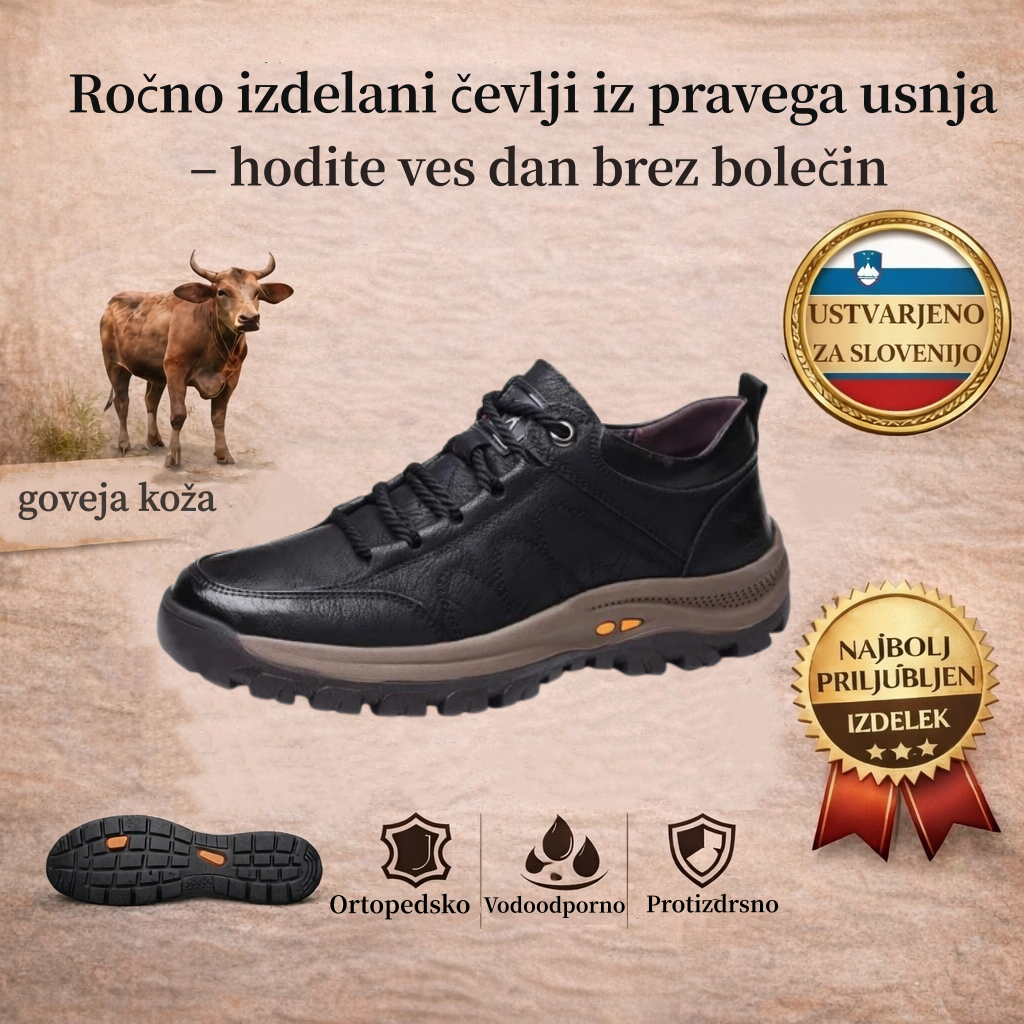 🐂 Ročno izdelani moški čevlji, iz telečjega usnja ✅ Pametni ortopedski čevlji + opora za gleženj 🦶 Udobni in nedrseči (idealni za ljudi s težavami s stopali!)
