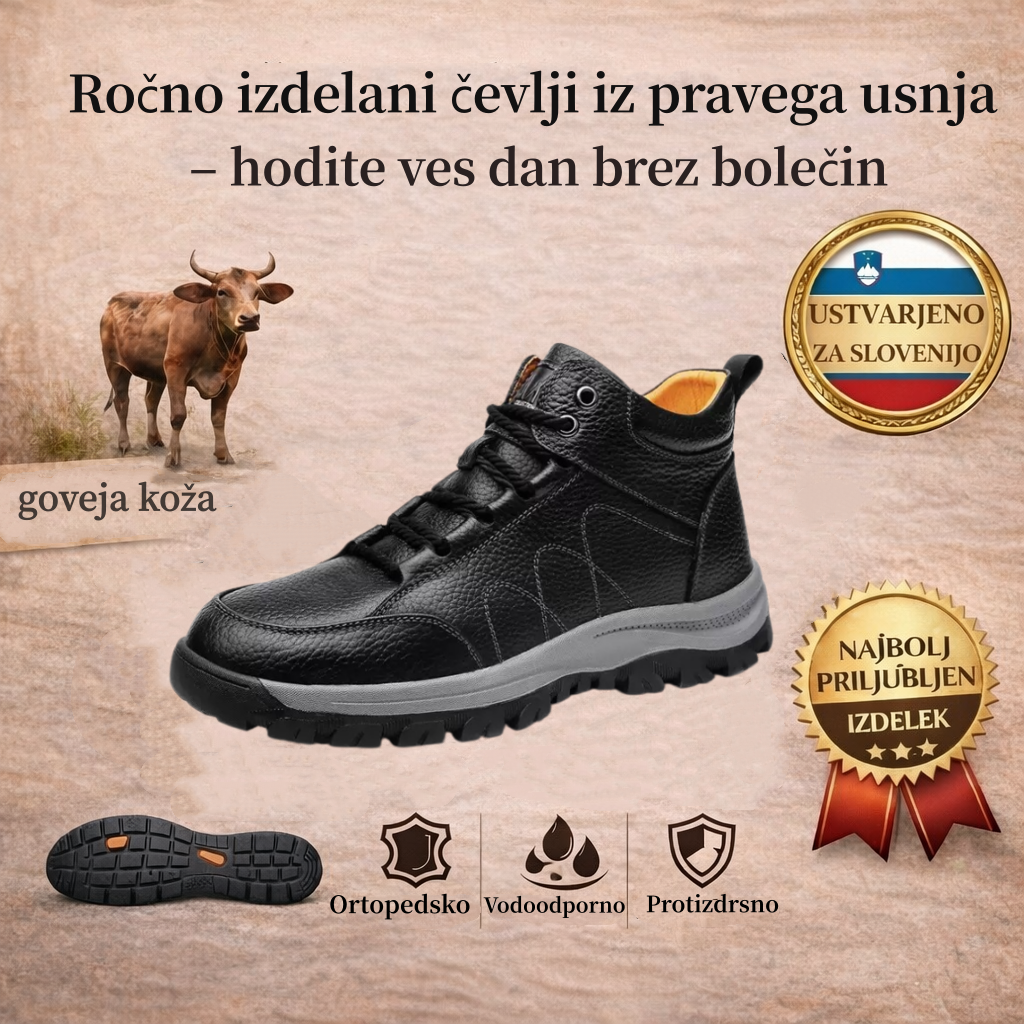 🐂 Ročno izdelani moški čevlji, iz telečjega usnja ✅ Pametni ortopedski čevlji + opora za gleženj 🦶 Udobni in nedrseči (idealni za ljudi s težavami s stopali!)