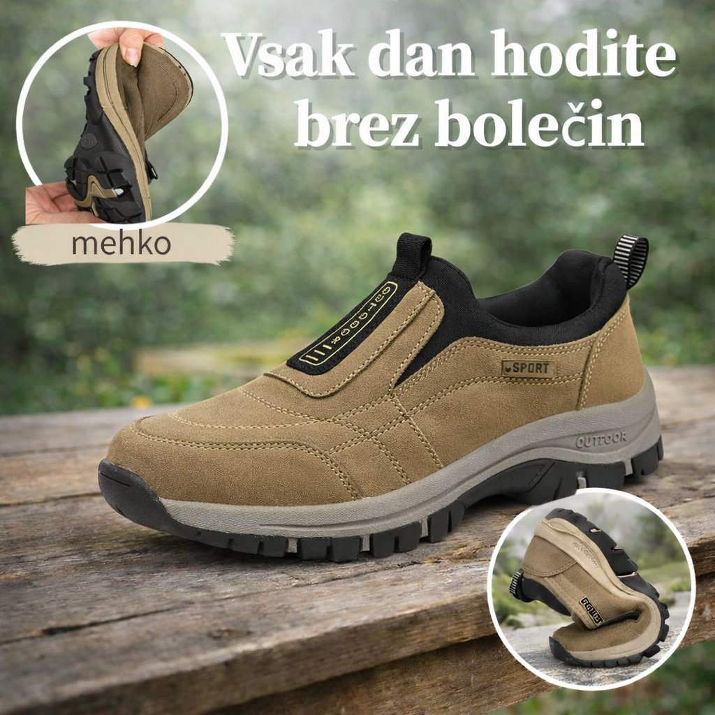 Moški ortopedski semiš čevlji 🦶 Podpora stopalnega loka za lajšanje bolečin. 💧 Vodoodporni in nedrseči. ✅ Enostavno obuvanje in sezuvanje brez sklanjanja.