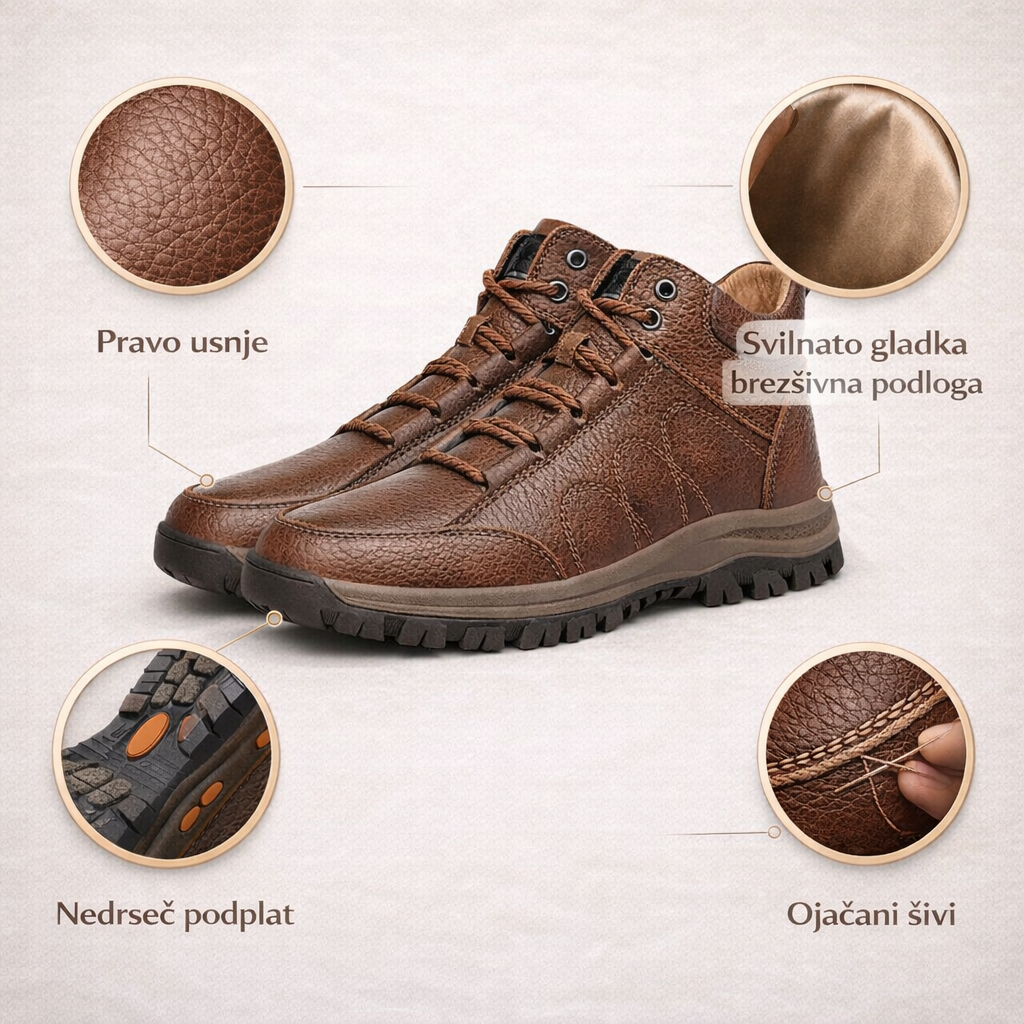 🐂 Italijanski ortopedski udobni čevlji iz telečje kože 🦶 Podpora stopalnega loka za zmanjšanje pritiska na stopalo ✅ Nedrseč podplat za stabilno in udobno hojo