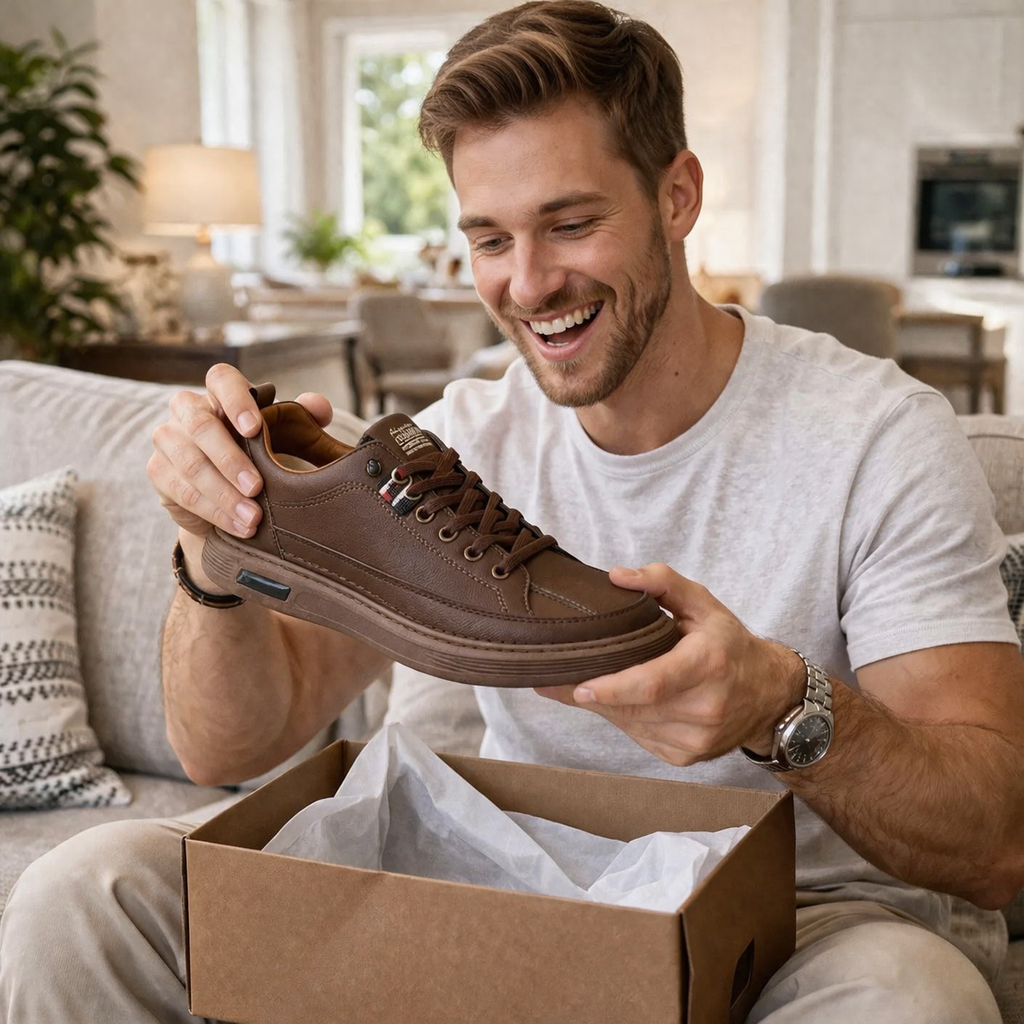 🔥50% popust! ⏰Ergonomsko oblikovani ortopedski čevlji za moške, izdelani iz telečjega usnja ✅Mehki, udobni in izjemno oporni🦶 - Učinkovito lajšajo bolečine v stopalih