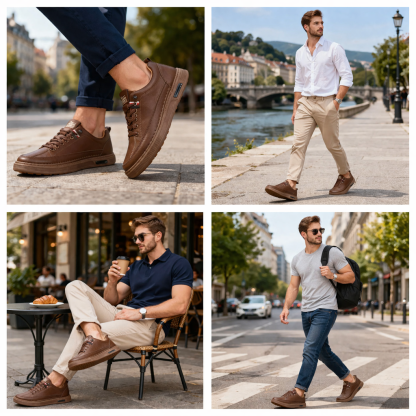 🔥50% popust! ⏰Ergonomsko oblikovani ortopedski čevlji za moške, izdelani iz telečjega usnja ✅Mehki, udobni in izjemno oporni🦶 - Učinkovito lajšajo bolečine v stopalih