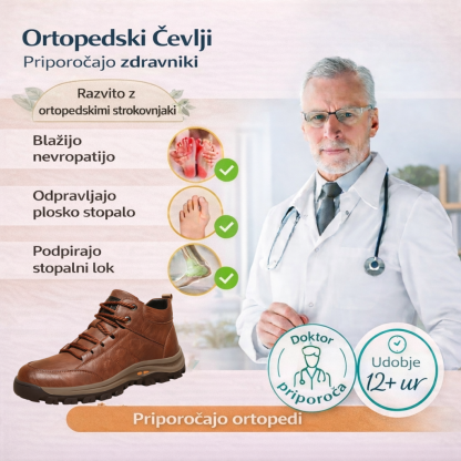 lunmens®🐂 Ročno izdelani moški čevlji iz telečje kože ✅ Inteligentni ortopedski čevlji + opora za gležnje 🦶 Udobni in nedrseči (primerni za tiste s težavami s stopali!)