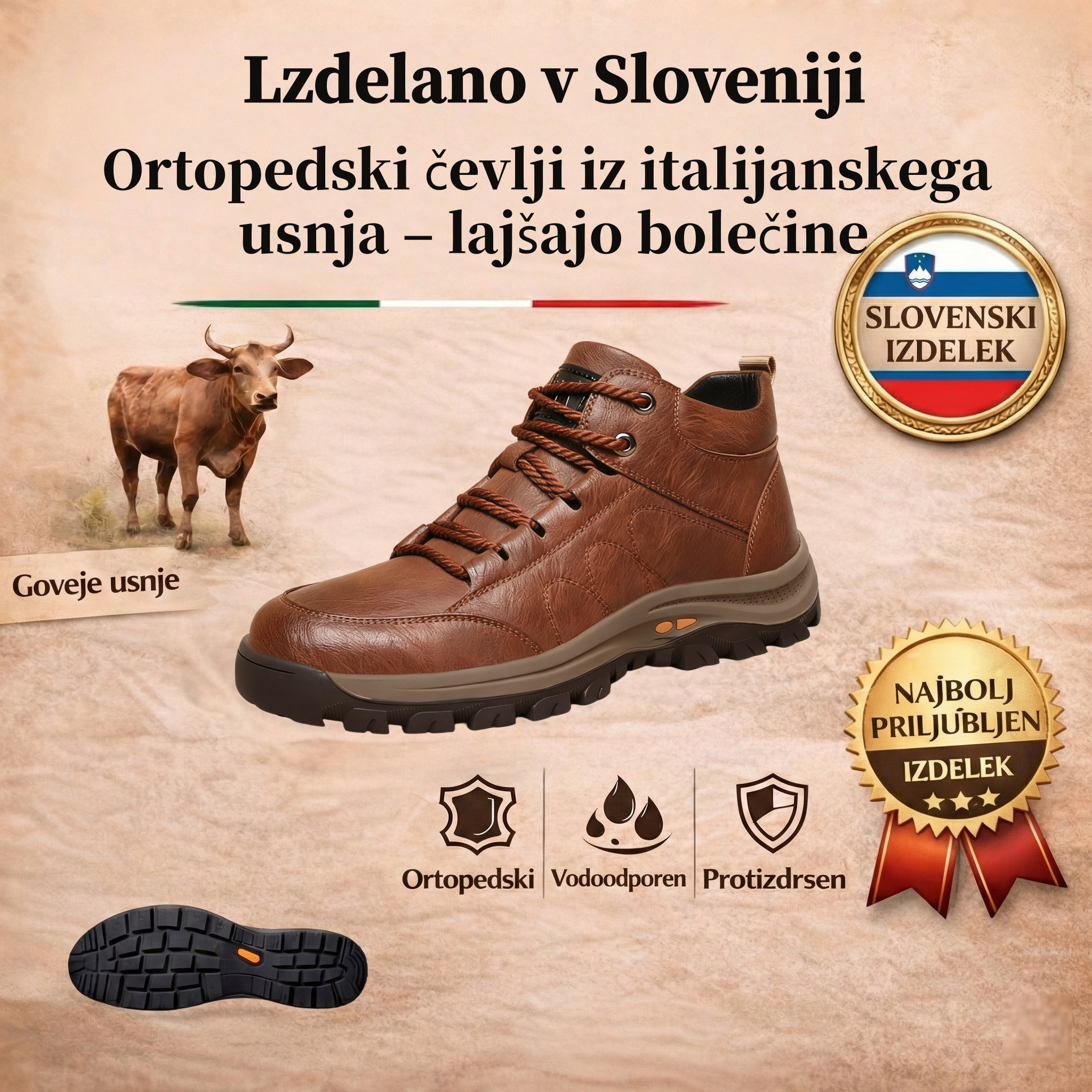 lunmens® – 🐂 Ročno izdelani moški čevlji iz telečje kože ✅ Inteligentni ortopedski čevlji + opora za gležnje 🦶 Udobni in nedrseči (primerni za tiste s težavami s stopali!)
