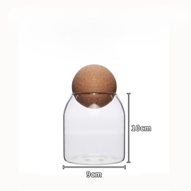 Tarro de almacenamiento esférico con tapa de corcho