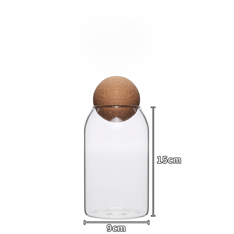 Tarro de almacenamiento esférico con tapa de corcho