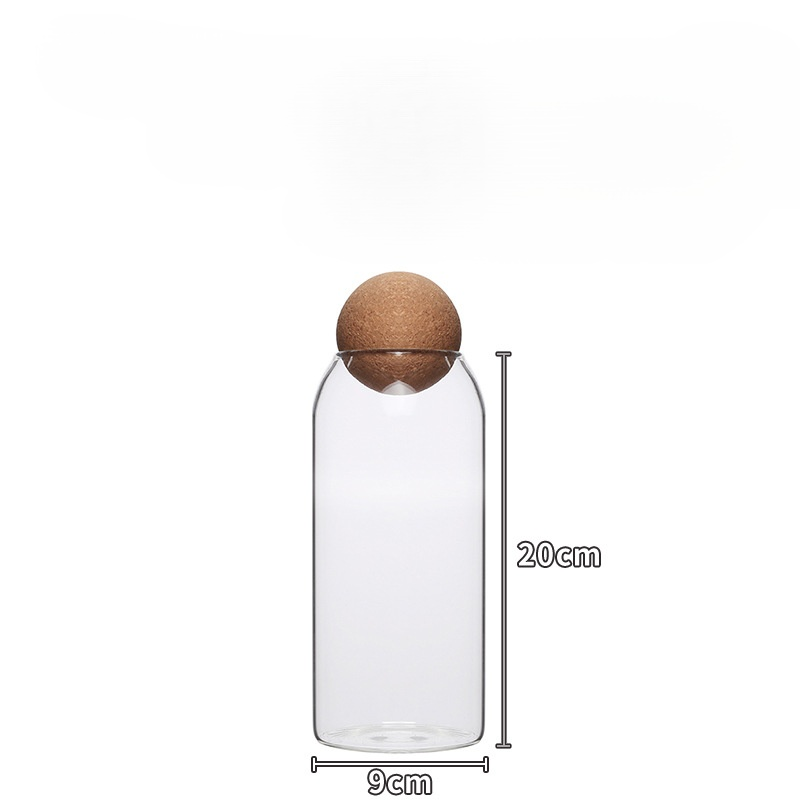 Tarro de almacenamiento esférico con tapa de corcho