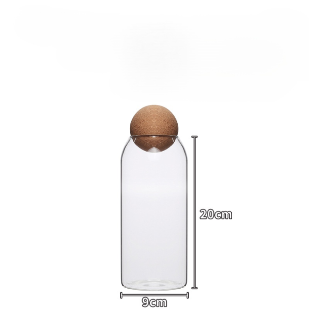 Tarro de almacenamiento esférico con tapa de corcho