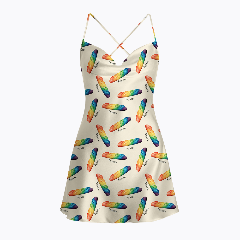 Faguette LGBTQ Satin Cross Back Mini Dresses