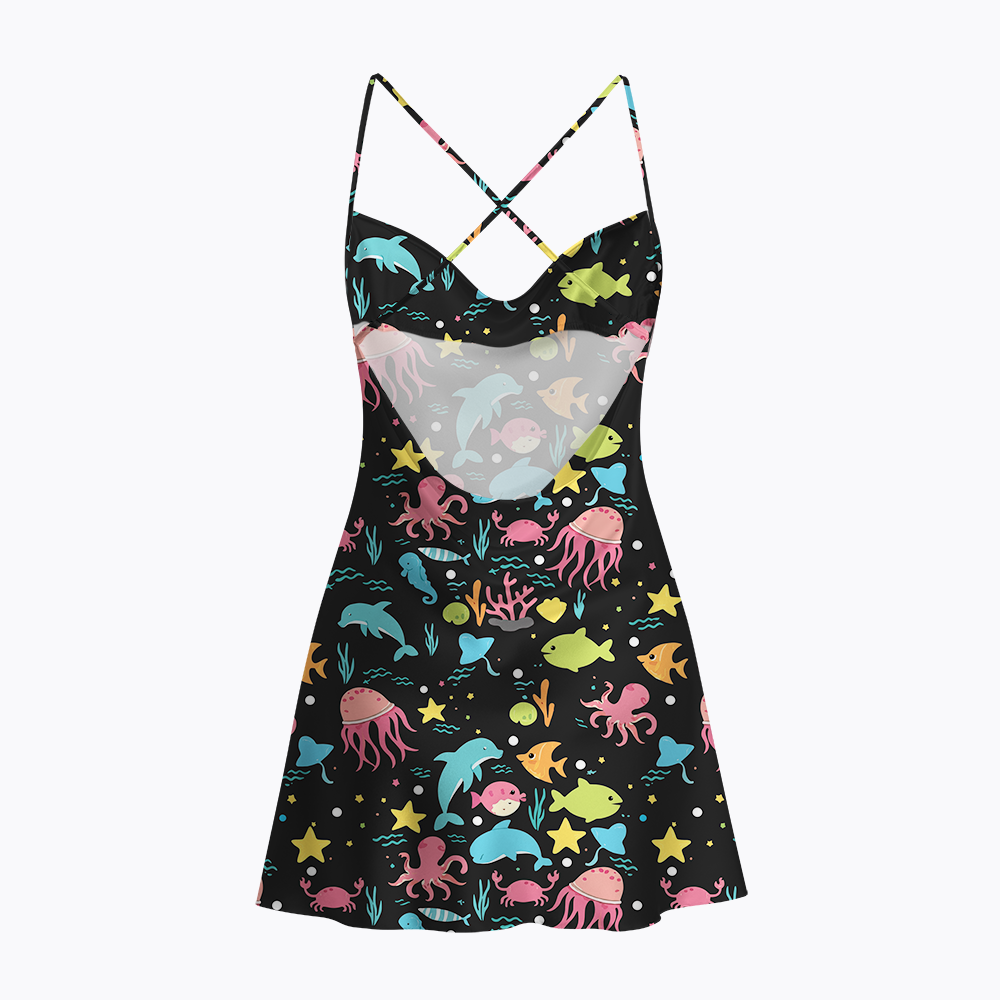 We Are All Different But We All Swim Together School Kindness Inclusion Satin Cross Back Mini Dresses