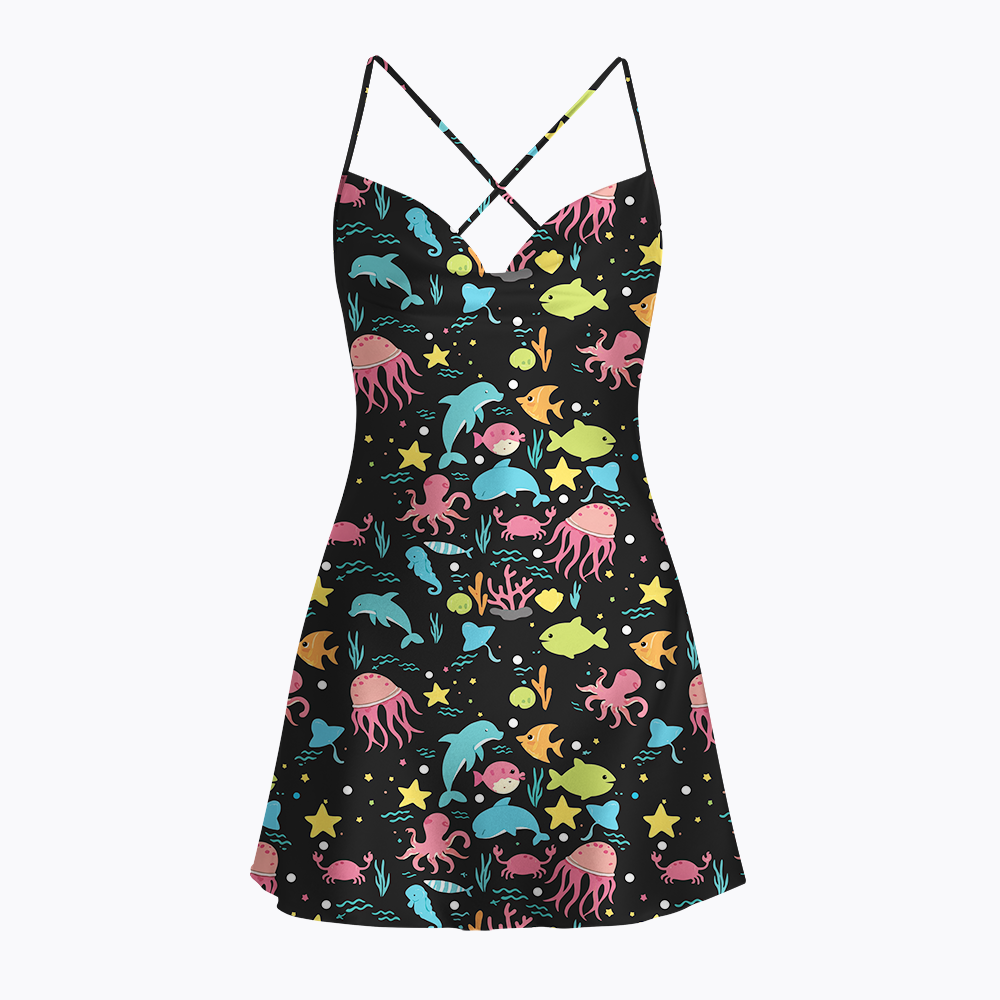 We Are All Different But We All Swim Together School Kindness Inclusion Satin Cross Back Mini Dresses