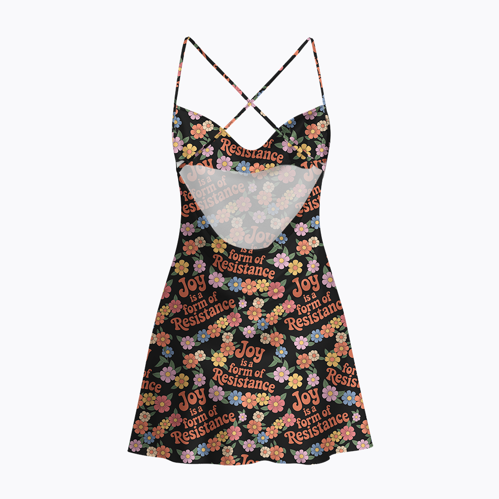 Joy Is a Form of Resistance Satin Cross Back Mini Dresses