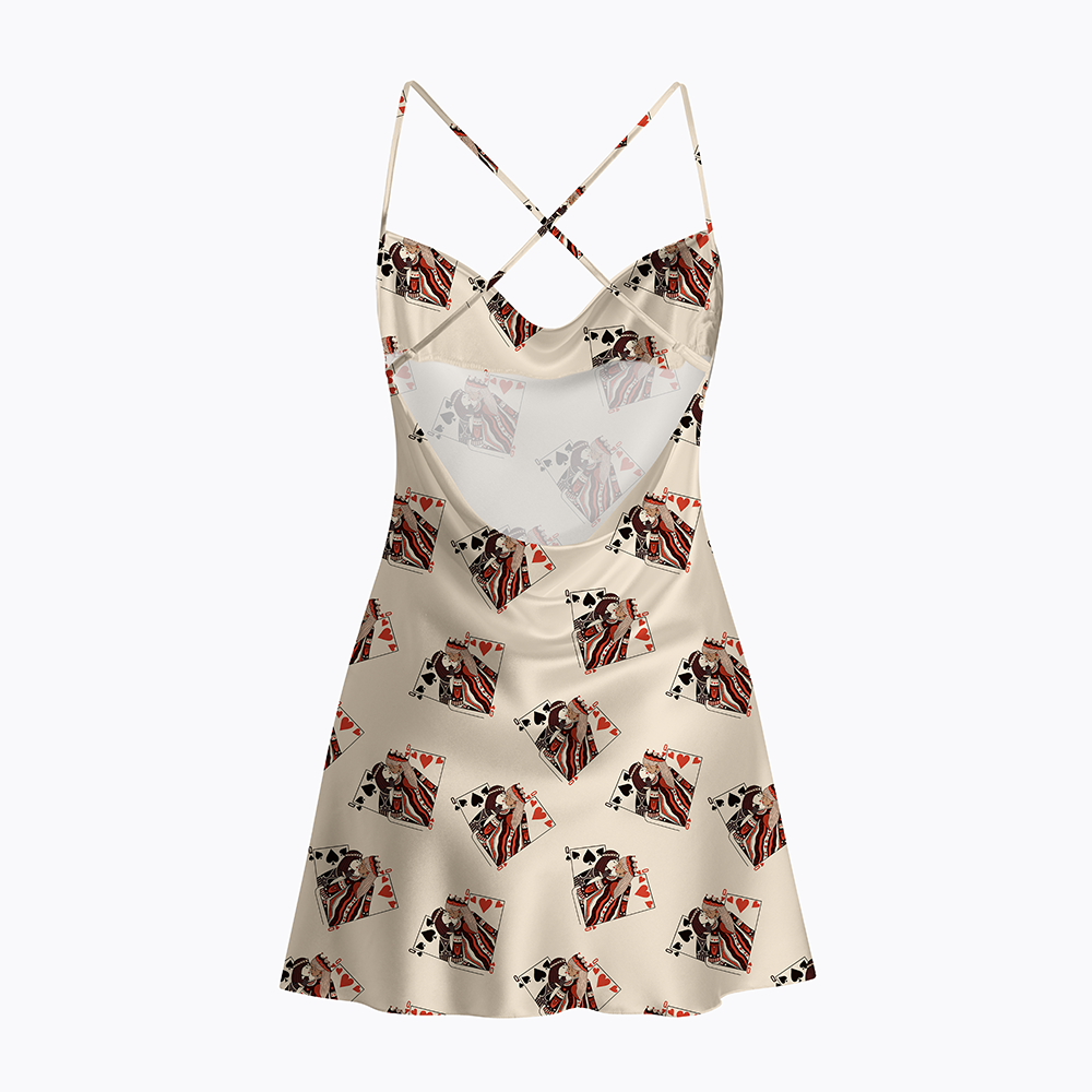 Sapphic Lesbian Satin Cross Back Mini Dresses