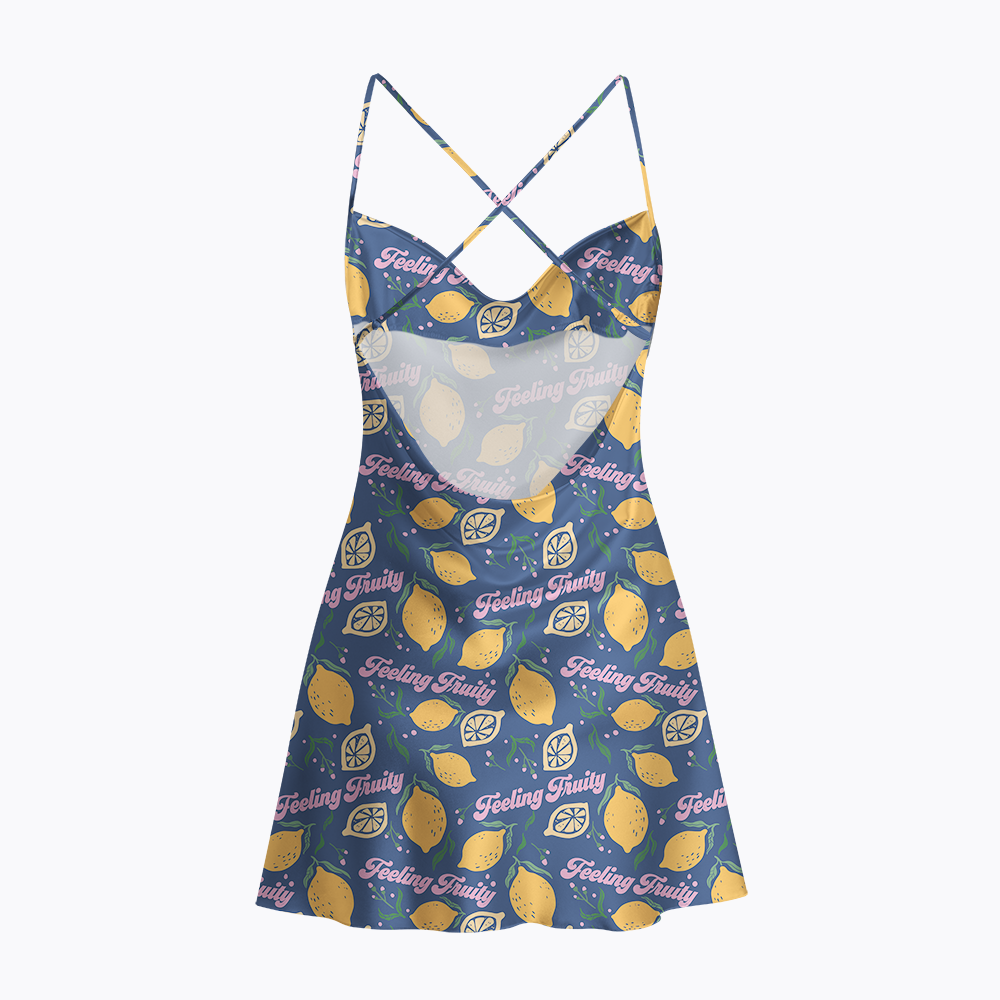Feeling Fruity Satin Cross Back Mini Dresses
