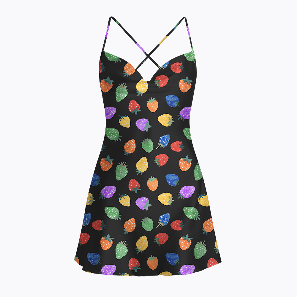 Strawberry Trans Rights Satin Cross Back Mini Dresses