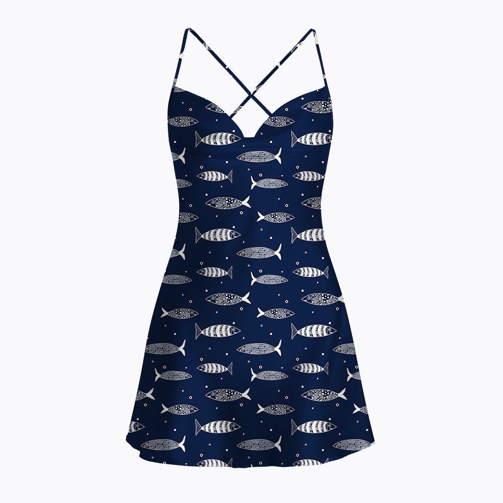 Sardine Resistance Satin Cross Back Mini Dresses