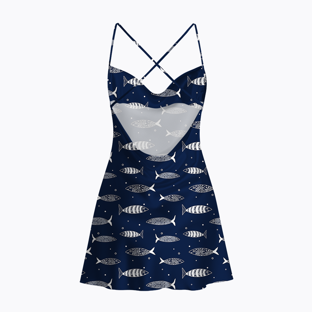 Sardine Resistance Satin Cross Back Mini Dresses