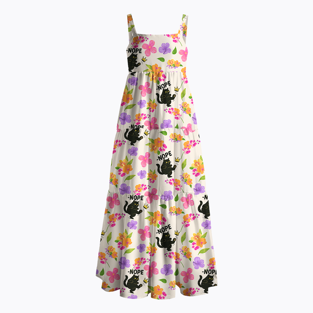 No Kings in America Black Cat Maxi Dress