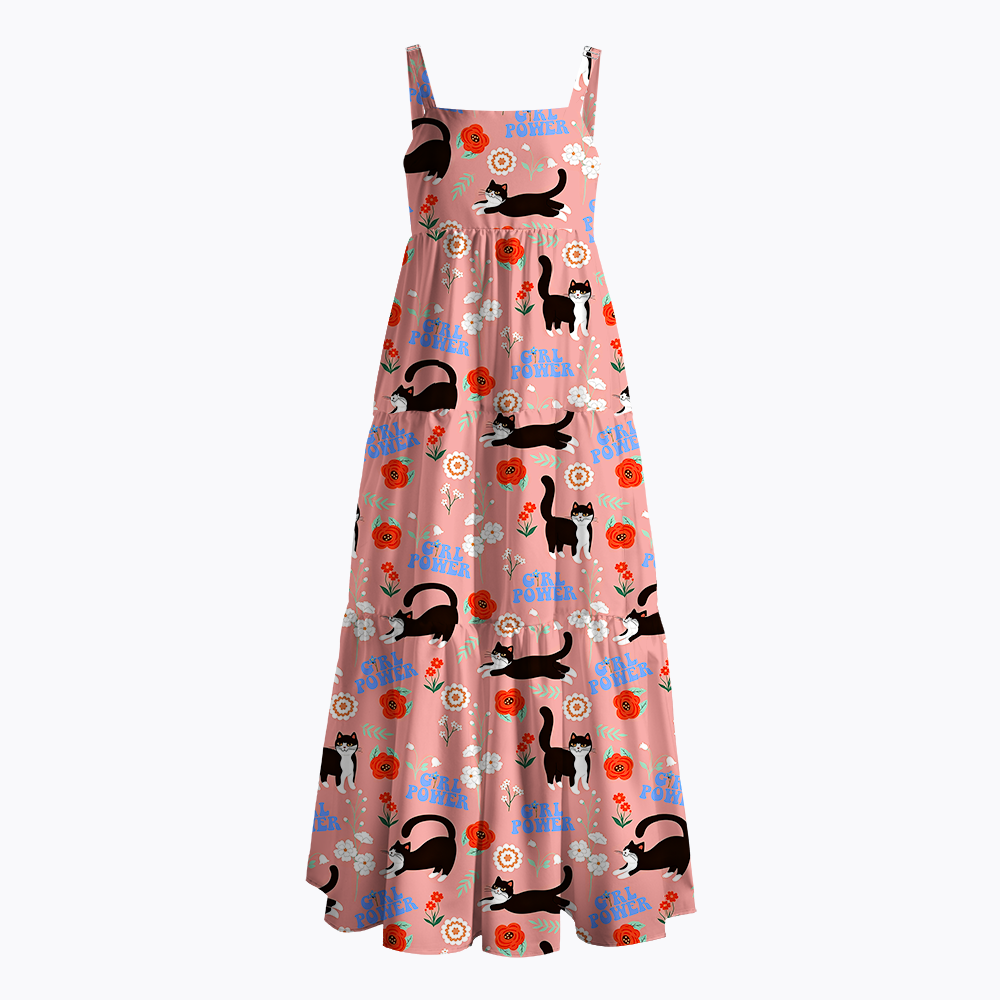 Girl Power Black Cat Maxi Dress