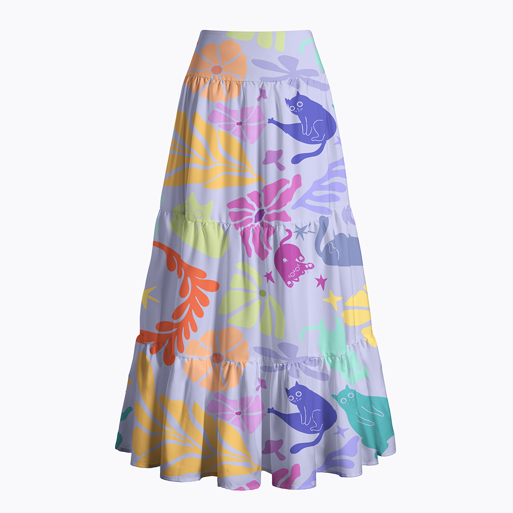Rainbow Cats Maxi Skirt