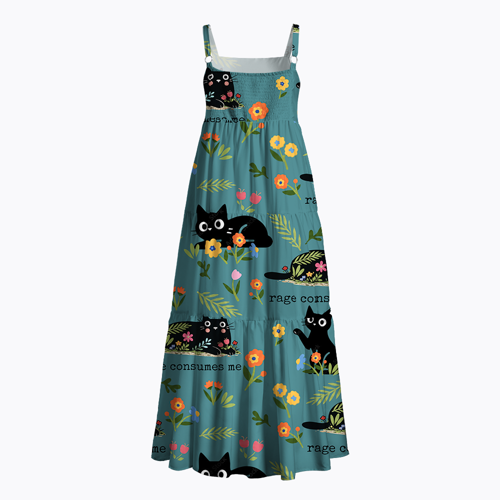 Rage Consumes Me Cat Maxi Dress