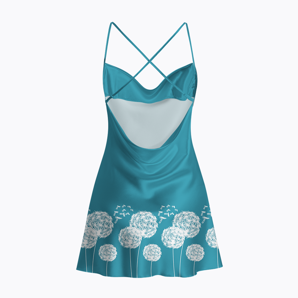 Subtle Floral Protest Satin Cross Back Mini Dresses