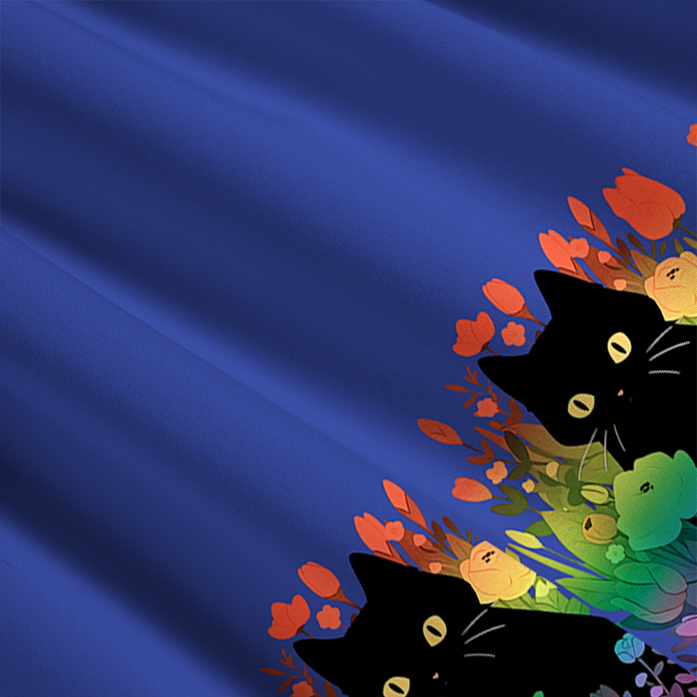Rainbow Cat with Flowers Maxi Skirt