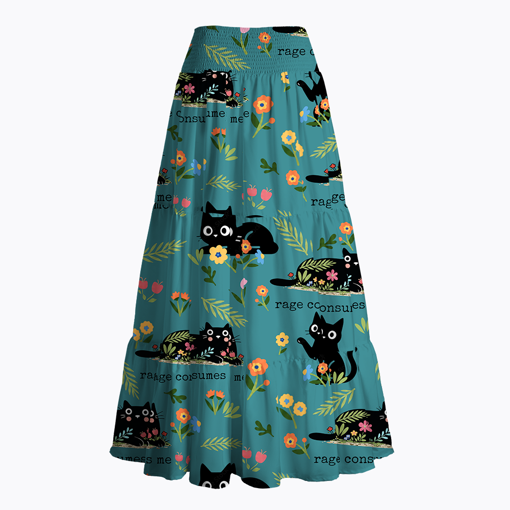Rage Consumes Me Cat Maxi Skirt