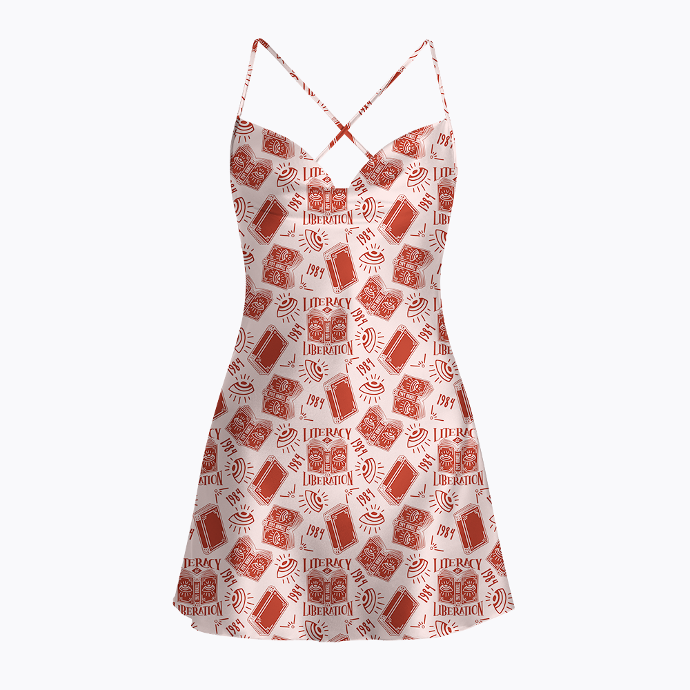 Literacy is Liberation Satin Cross Back Mini Dresses