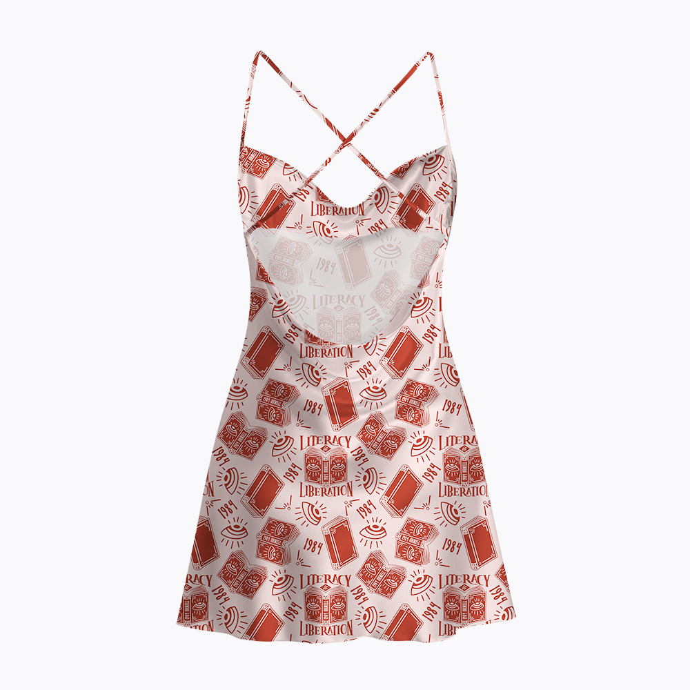 Literacy is Liberation Satin Cross Back Mini Dresses
