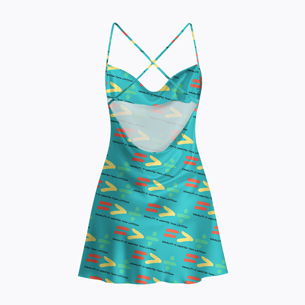 Equality is Greater Than Division Human Rights Satin Cross Back Mini Dresses