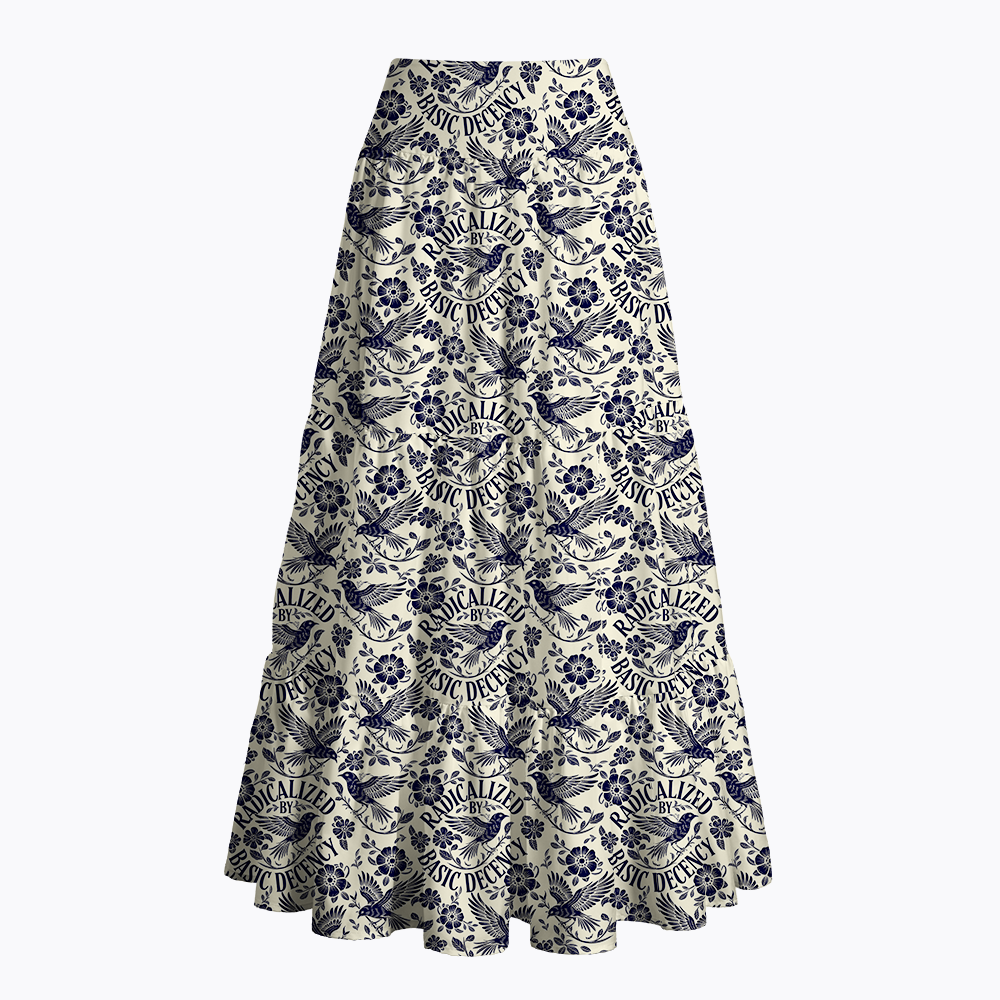 Be Kind to All Kinds Floral Bird Maxi Skirt