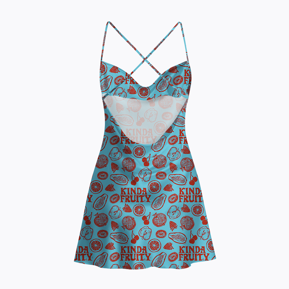 Kinda Fruity Satin Cross Back Mini Dresses