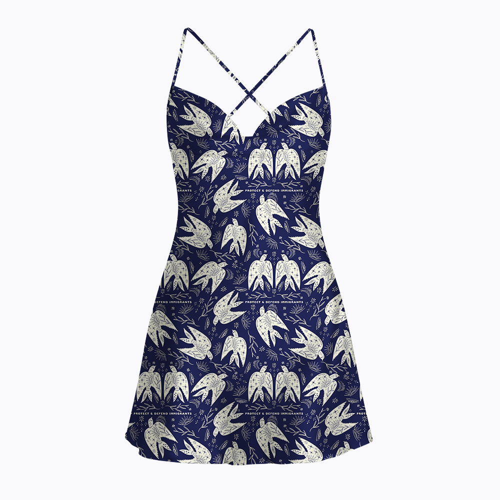 Protect and Defend Immigrants Satin Cross Back Mini Dresses